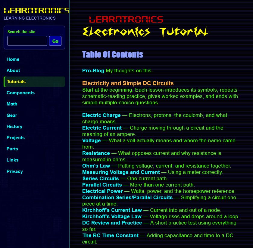 LearnTronics electronics education site